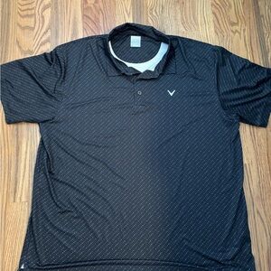 Callaway Men’s Black Polo with Subtle Diagonal Print